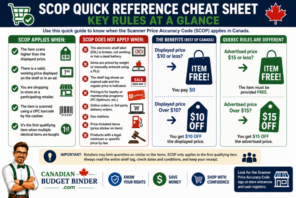 SCOP Canada quick reference guide to Scanner Price Accuracy Code rules