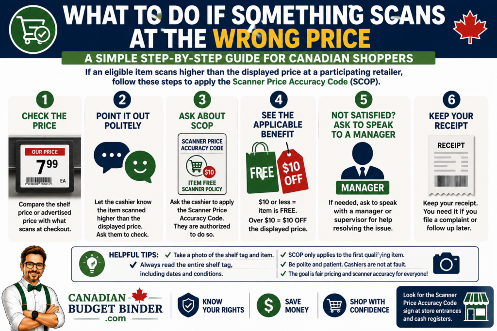 What to do when an item scans at the wrong price in a Canadian store