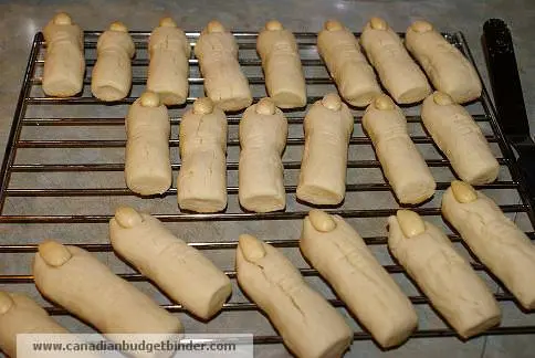 witch finger cookies ready for the oven