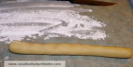 How to roll the cookie dough for the witch finger cookies.