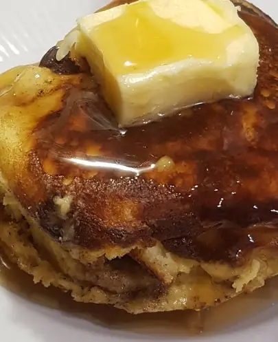 You can easily meal prep these keto cinnamon cream cheese pancakes in advance then freeze them for convenience. All we do is pop a few out of the freezer and put them in the microwave and they are ready in a minute.
