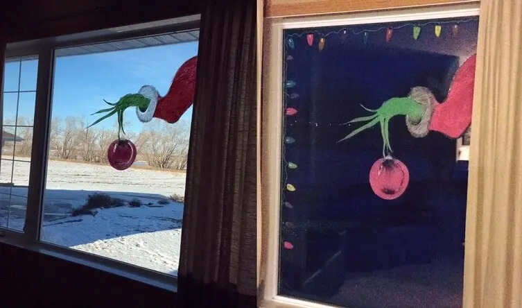 grinch window painting for Christmas