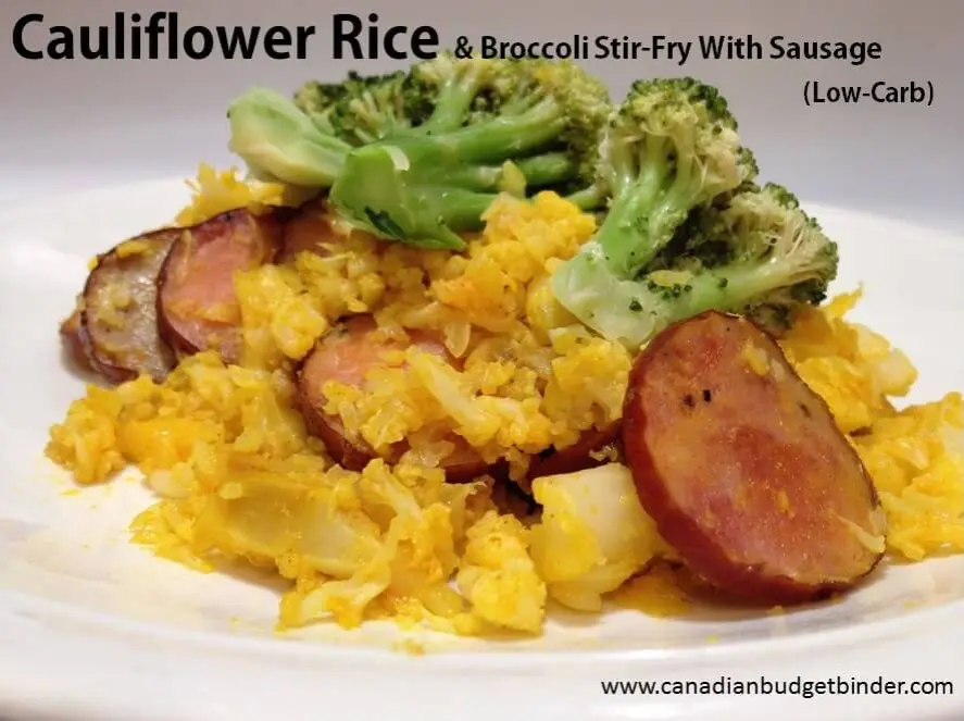 cauliflower rice and broccoli stir fry with sausage 4(1)