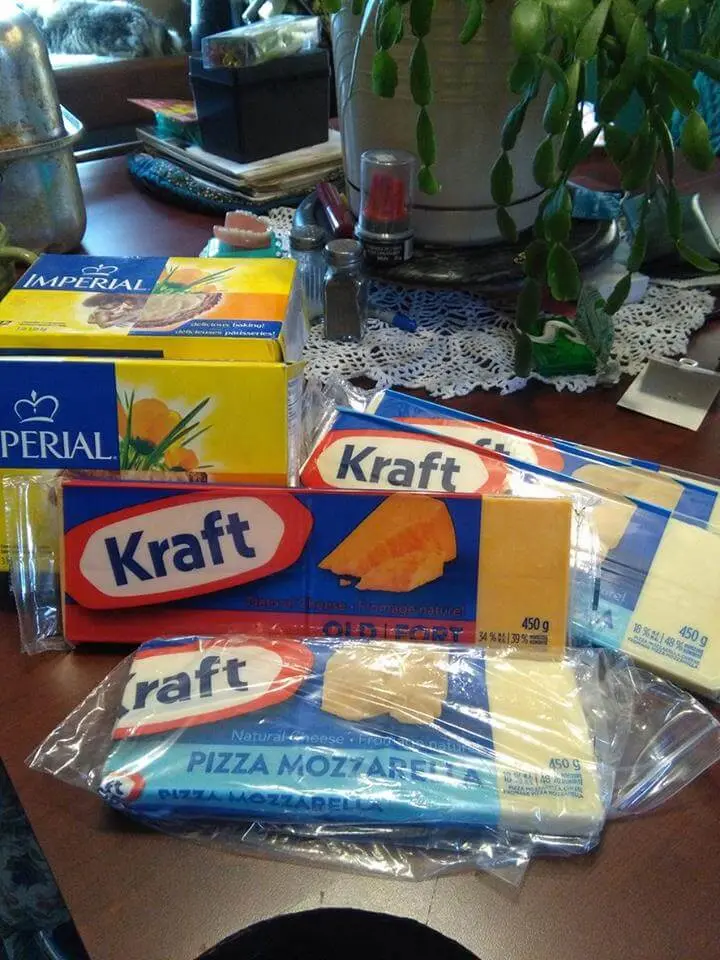 kraft cheese bars and Imperial Butter Brag