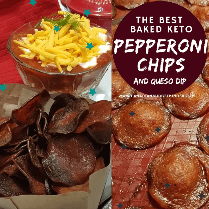 The best baked keto pepperoni chips and queso dip