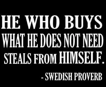he who buys what he does not need steals from himself