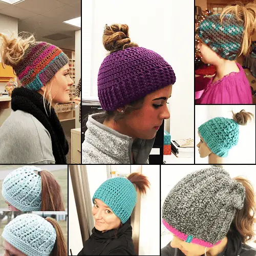 crochet messy bun hat