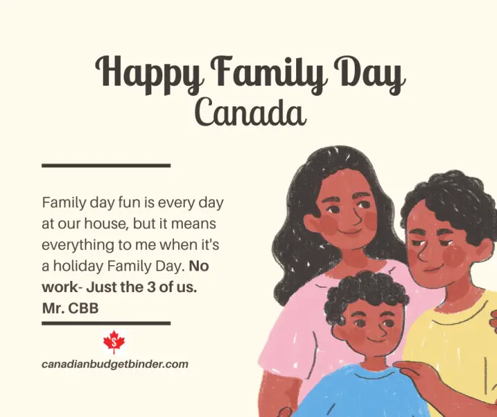Happy Family Day Fun quote Canadian budget binder.