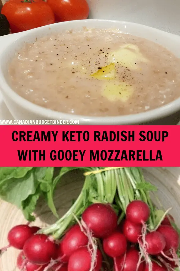CREAMY keto RADISH SOUP WITH MELTED MOZZARELLA
