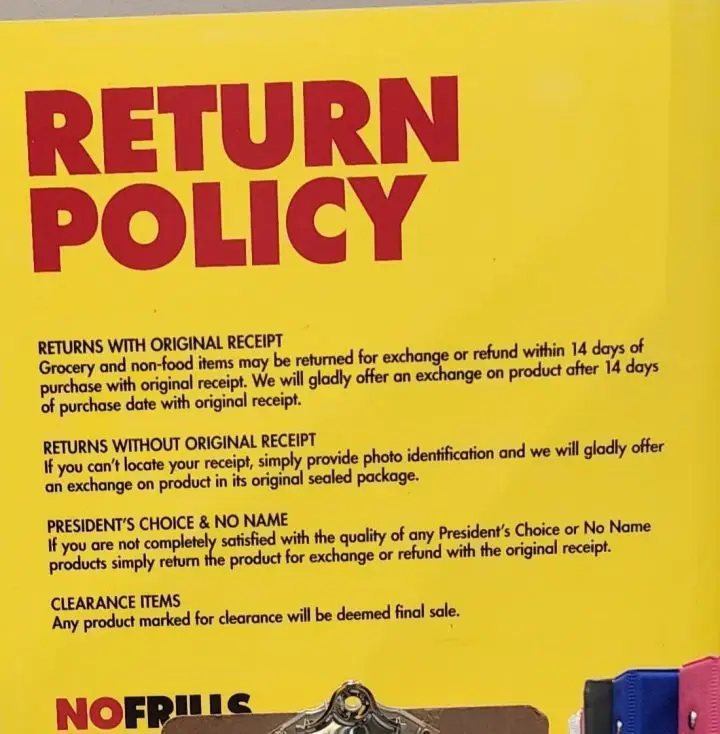 No Frills Return Policy 2024