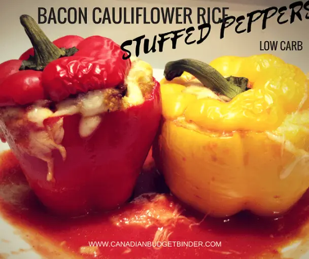 Italian Stuffed Peppers with Cauliflower Rice and Bacon