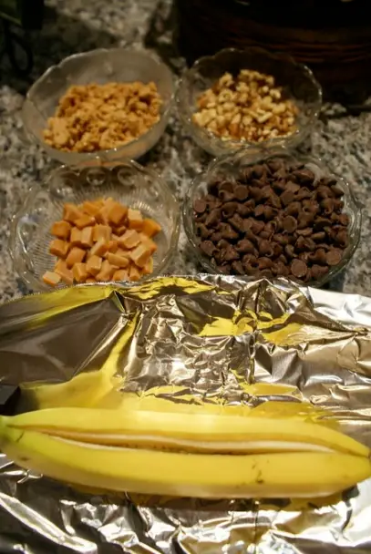 campfire banana boats s'mores camping desserts