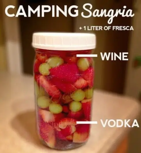 camping sangria with fruit, wine and vodka