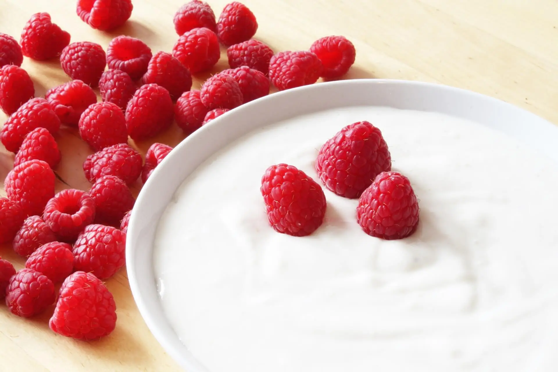 yogurt and raspberries perfect for back to school lunch ideas.