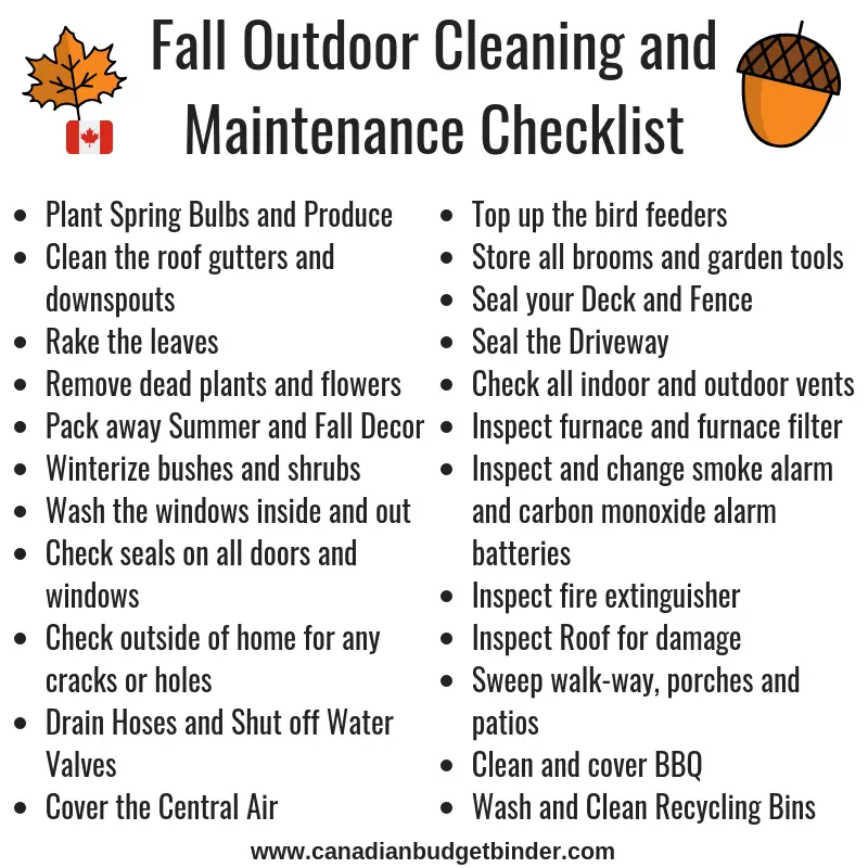 Fall cleaning home Maintenance checklist