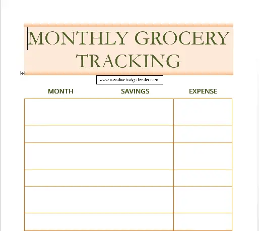 monthly grocery tracking printable screen shot