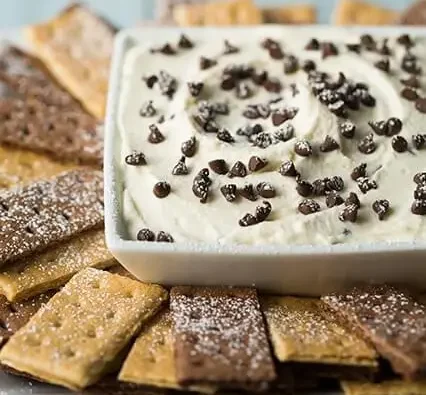 cannoli dip with Graham crackers can be served at a New Year's Eve party, Christmas Eve or any holiday