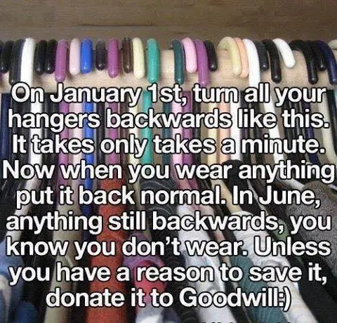 What a great idea using hangers to thin out your closet- Out with the old and in with the new