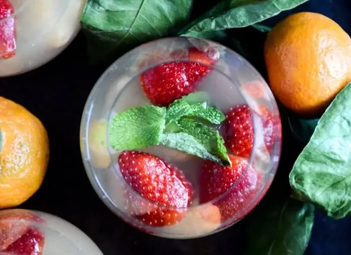 Strawberry Satsuma Champagne Sangria for New Year's Drinks
