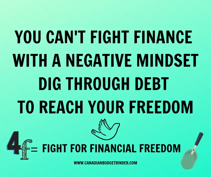 YOU CAN'T FIGHT FINANCE WITH A NEGATIVE MINDSET. PLOW THROUGH DEBT TO REACH YOUR FREEDOM- Quote