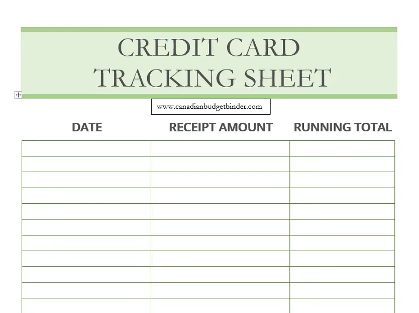 credit card tracking printable