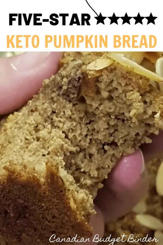 A sugar-free, gluten-free Keto pumpkin bread is so moist and tastes like a slice of pumpkin pie.