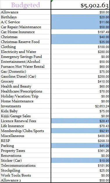 Monthly Budget Chart
