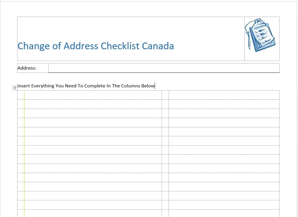 screenshot printable change of address checklist