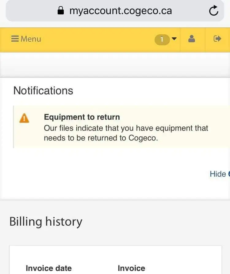 Cogeco Notification