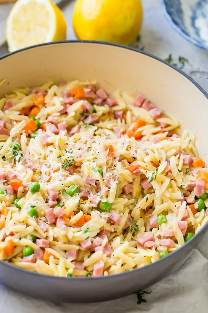 quick-and-easy-ham-lemon-orzo-with-parmesan-and-peas-4