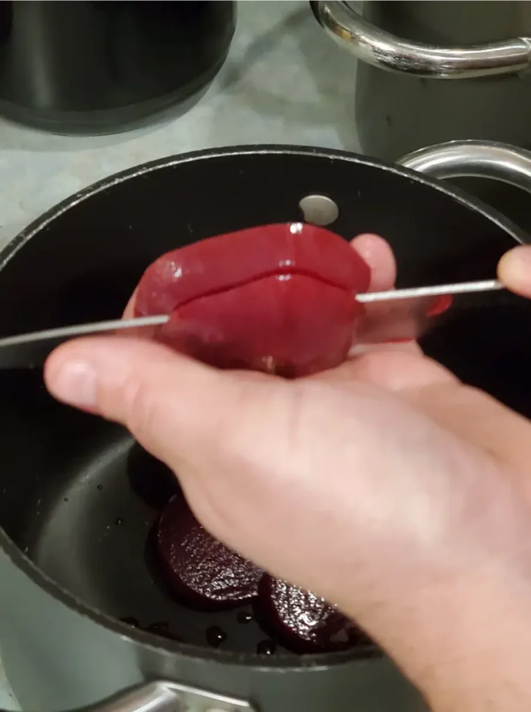 cutting beets