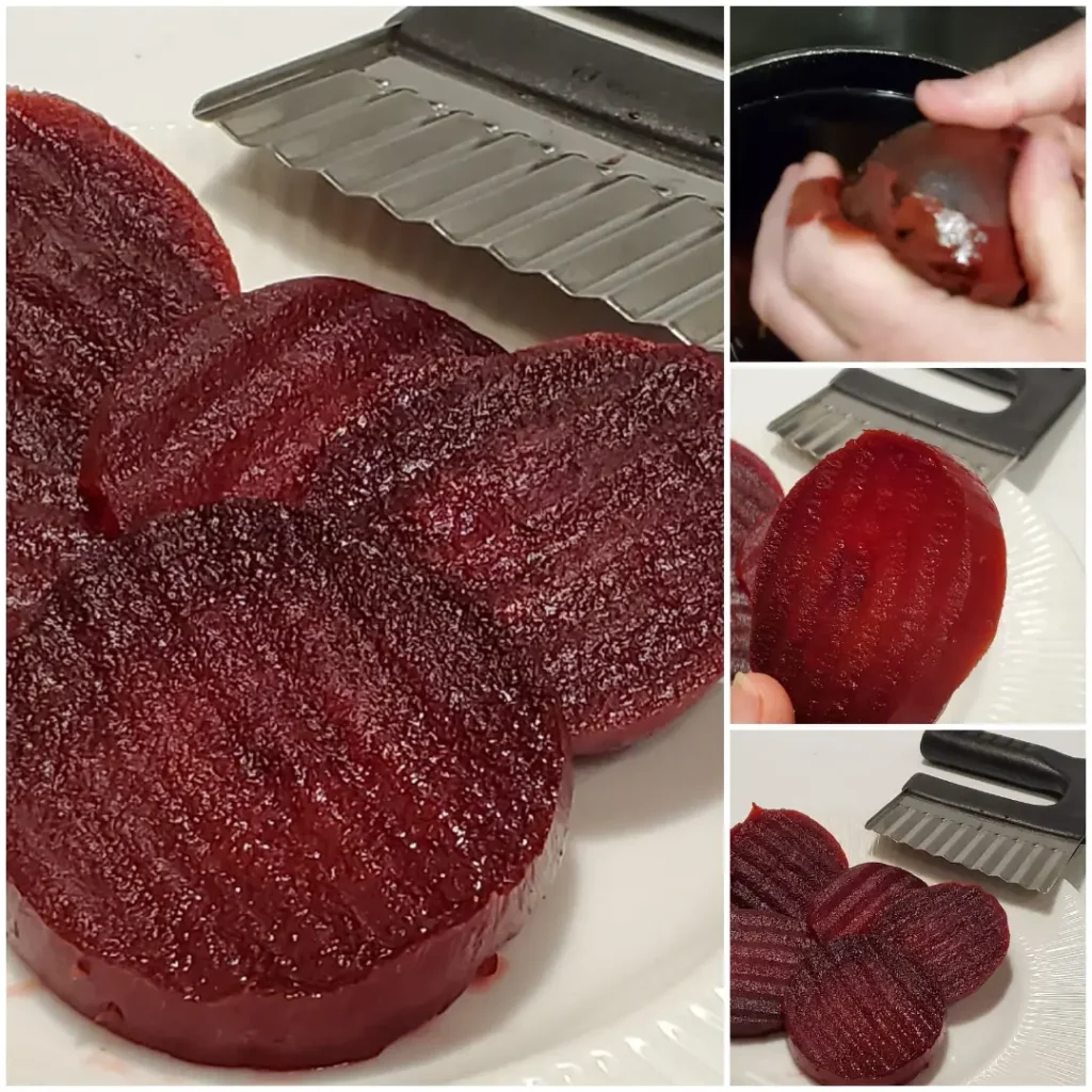crinkled pickled beets