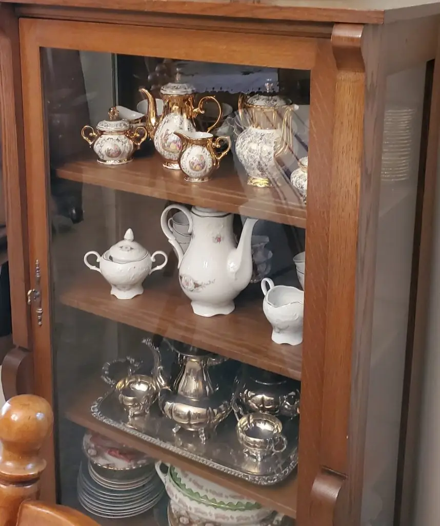 Fine China In A Solid Wood Antique Cabinet Estate Sale