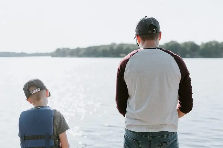 Father and son fishing for Father's Day 2021.