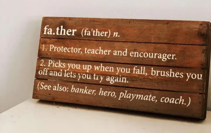 A wooden sign that shares what being a father is all about. Perfect for Father's Day 2021 gift.