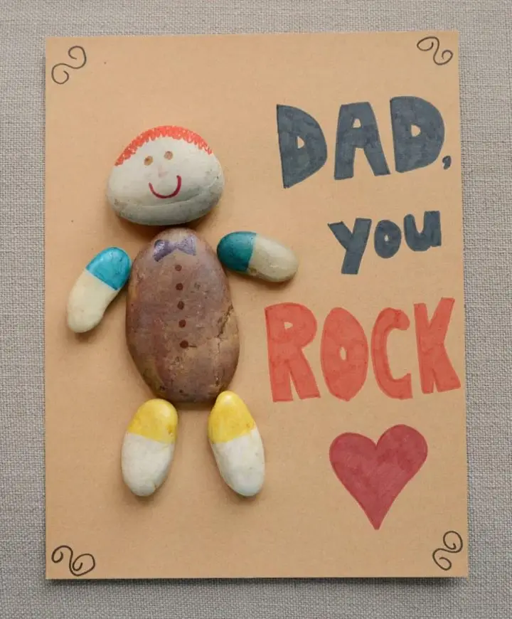 Rock art for kids to make a Father's Day 2021 Card or craft from.