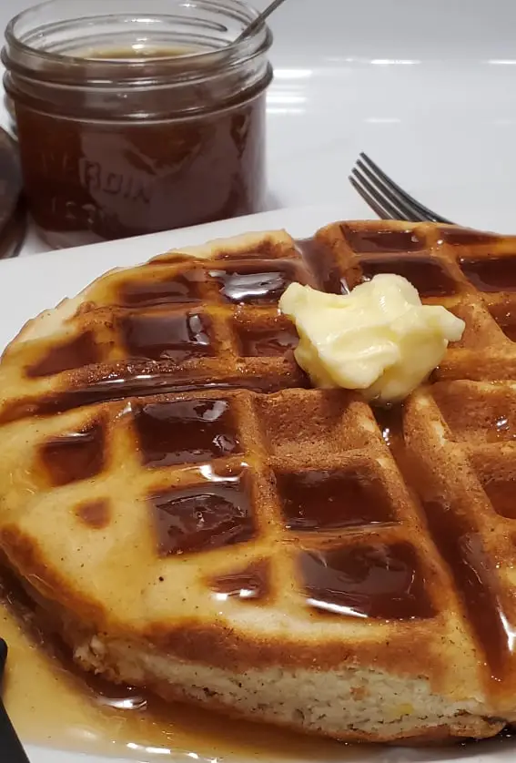 Keto Sugar-Free Maple Syrup and a keto chaffle waffle