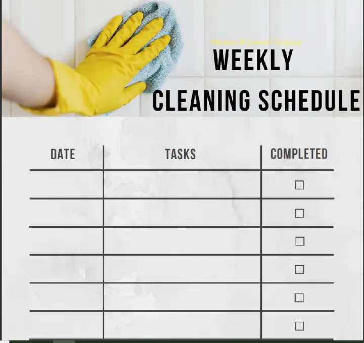 Weekly Cleaning Schedule Printable Screenshot