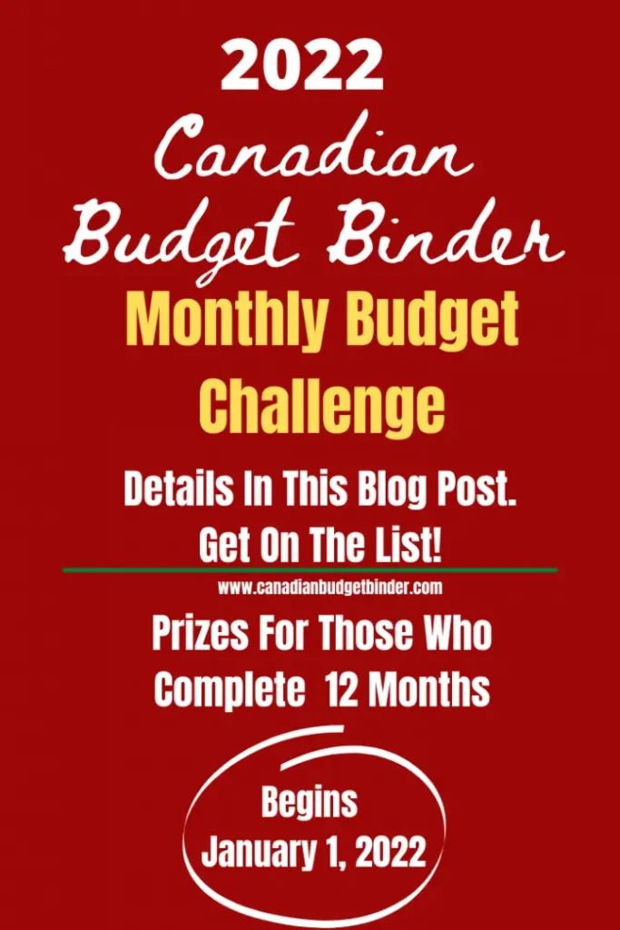 Join the Canadian Budget Binder 2022 Budget Challenge. Rules in post.
