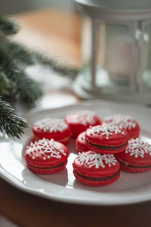 Christmas Macaroons pink with design