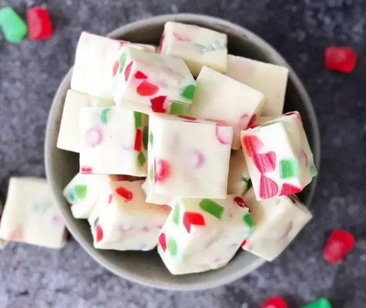 This Christmas Gumdrop Nougat Candy is an easy no-bake treat that’s perfect for the holiday season. Great as a homemade gift!