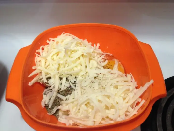 Bowl Of Ingredients To Make Keto Cauliflower Pizza Balls