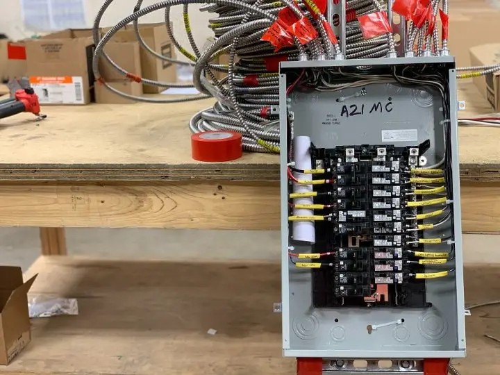 Electrical box in a home being repaired and installed in a house.