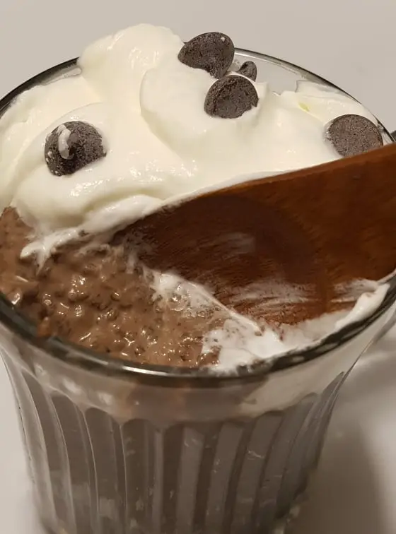 Keto Chocolate Chia Seed Pudding With Whipped Cream and Sugar-Free Chocolate Chips