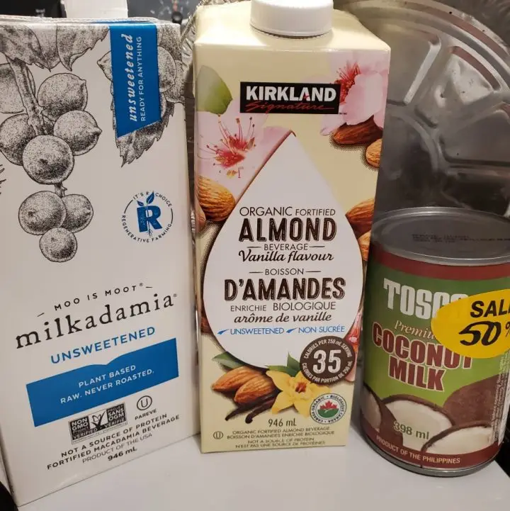 Unsweetened Milk Macadamia Nut, Vanilla Almond Milk and Coconut Milk