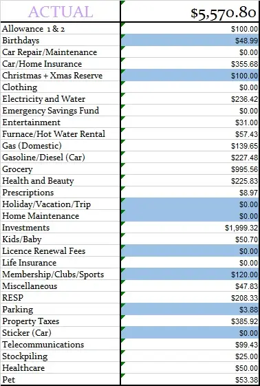 real budget example for starting a budget.