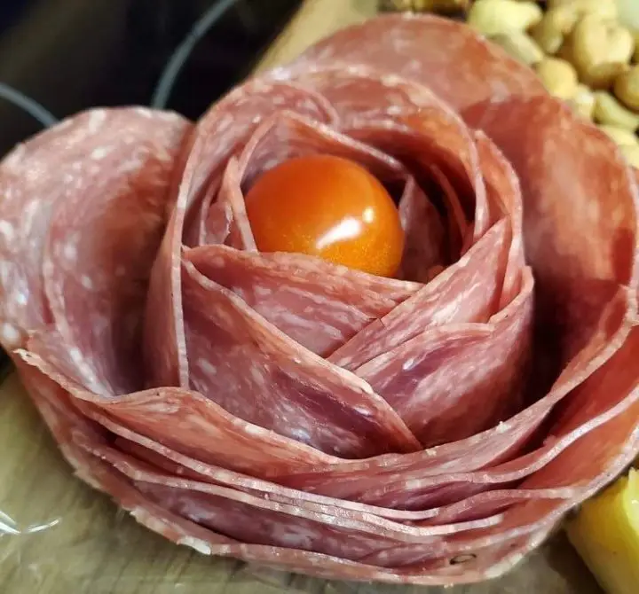 Genoa Salami Rose for a charcuterie board decoration