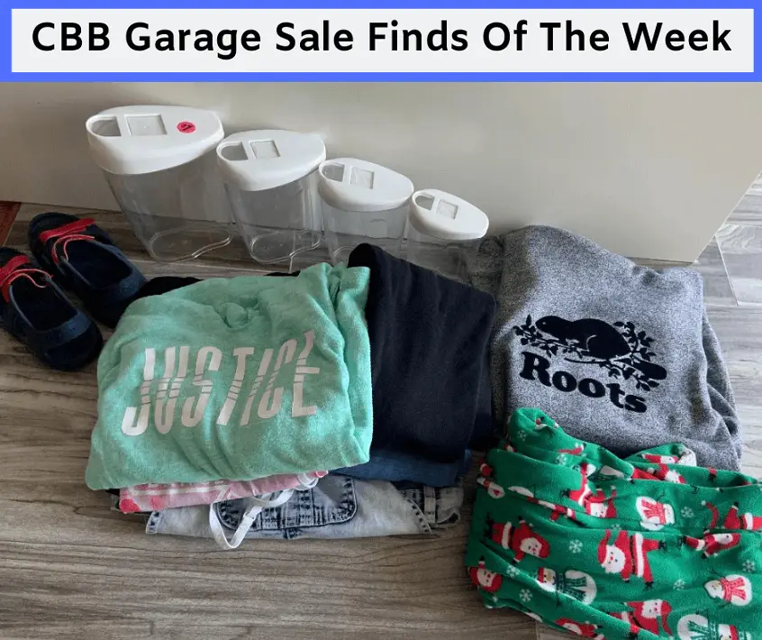 Garage sale purchases by CBB fan Jen Peacock. Flip garage sale purchases of name brand clothing such as Roots clothing.