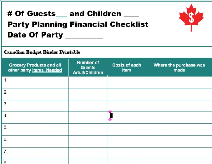 Canada Day Party Planner and Budget