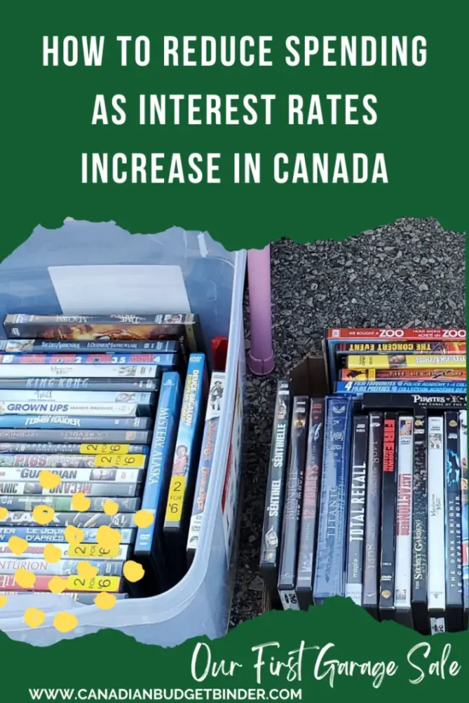 DVDs at garage sale for buyers who no longer have cable.
